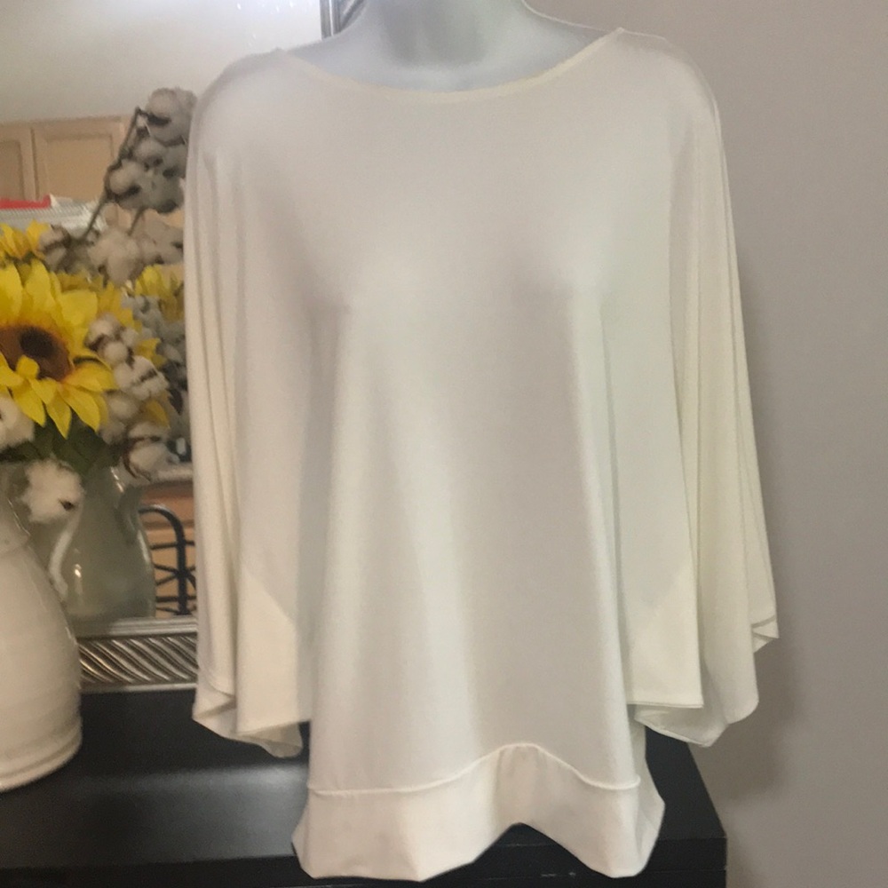 Chico's Cream 3/4 Sleeve Boxy Blouse